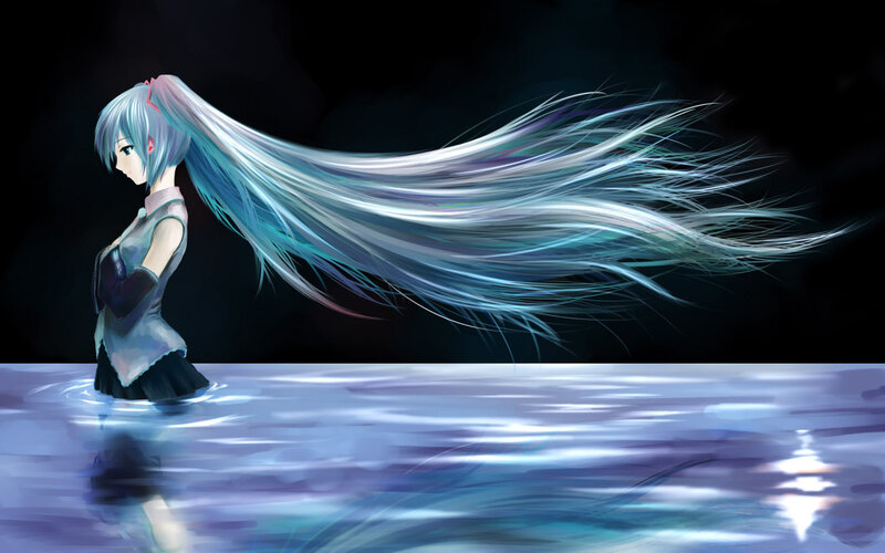 anime girl in water