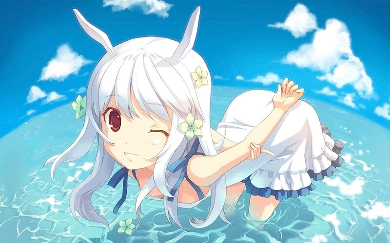 anime girl in water