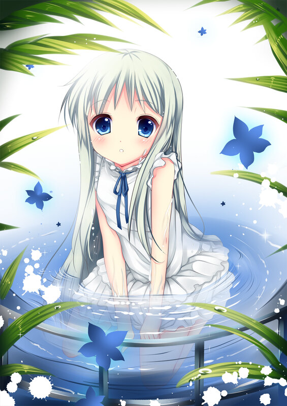 anime girl in water