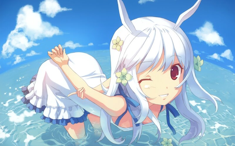 anime girl in water