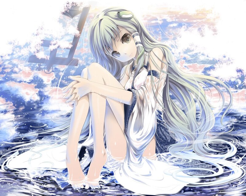 anime girl in water