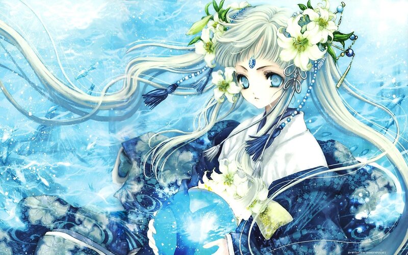 anime girl in water