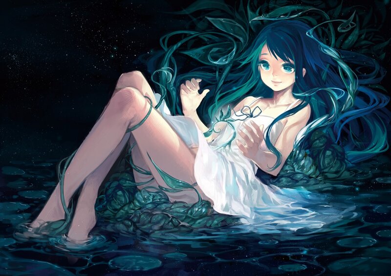 Anime girl in water