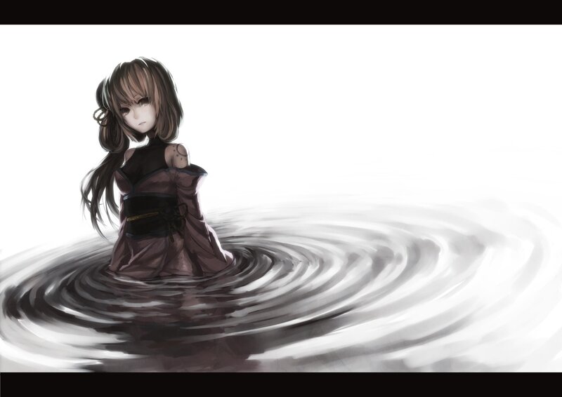 anime girl in water