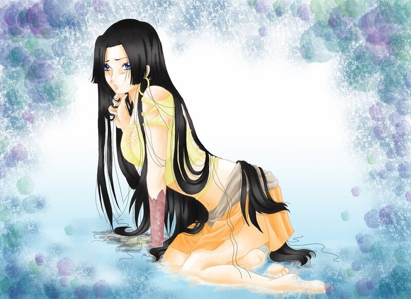 anime girl in water