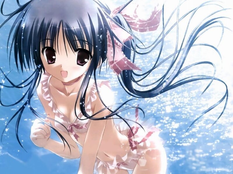 anime girl in water