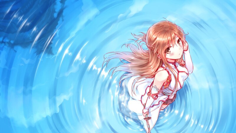 anime girl in water