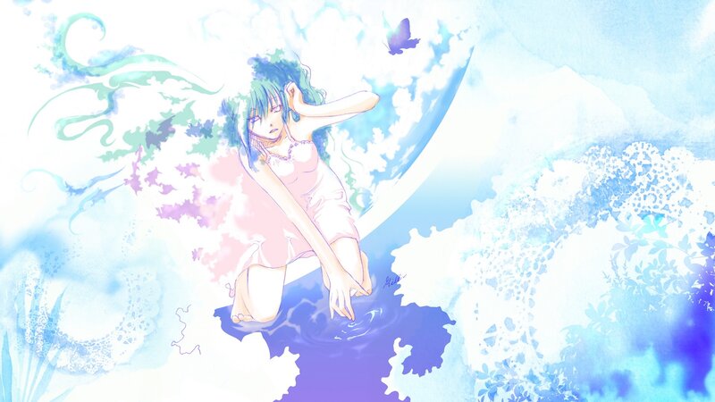 anime girl in water