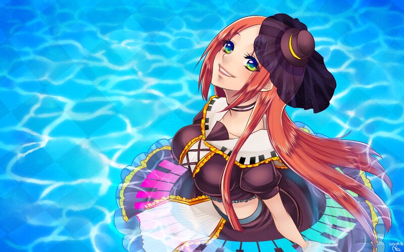 anime girl in water