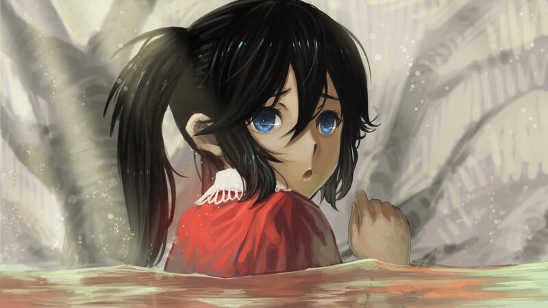 anime girl in water