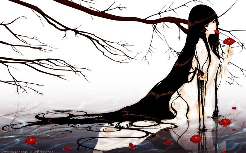 Anime Girl in Water — Black