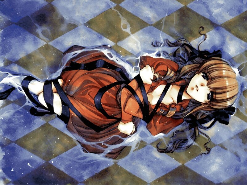 Anime Girl in Water — Blue, Dramatic, Manga, Dress
