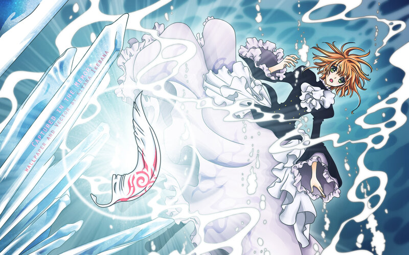 Anime Girl in Water — Blue, Dramatic, Manga
