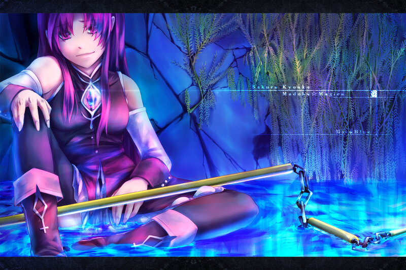 Anime Girl in Water — Blue, Dramatic, Night, Digital Art