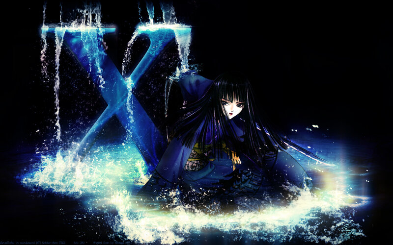 Anime Girl in Water — Blue, Dramatic, Night, Sword