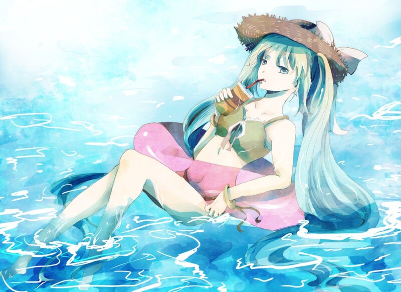 Anime Girl in Water — Blue, Relaxed