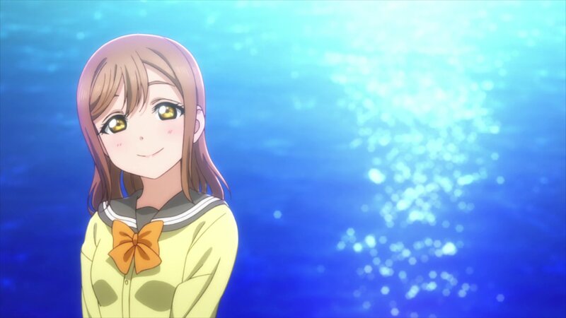 Anime Girl in Water — Blue, Serene, School Uniform, Bow Tie