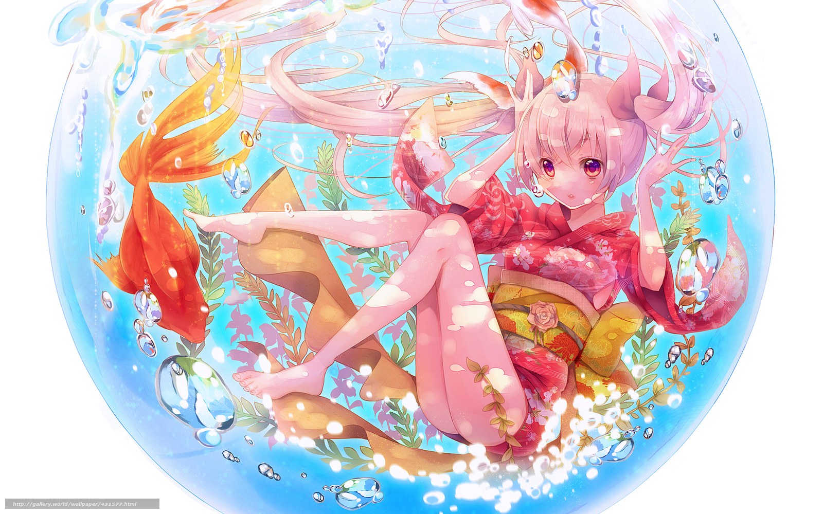 Anime girl in water bubble