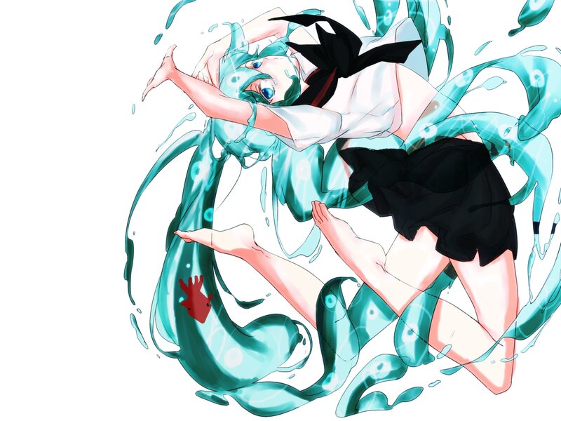 Anime Girl in Water — Cyan, Dynamic