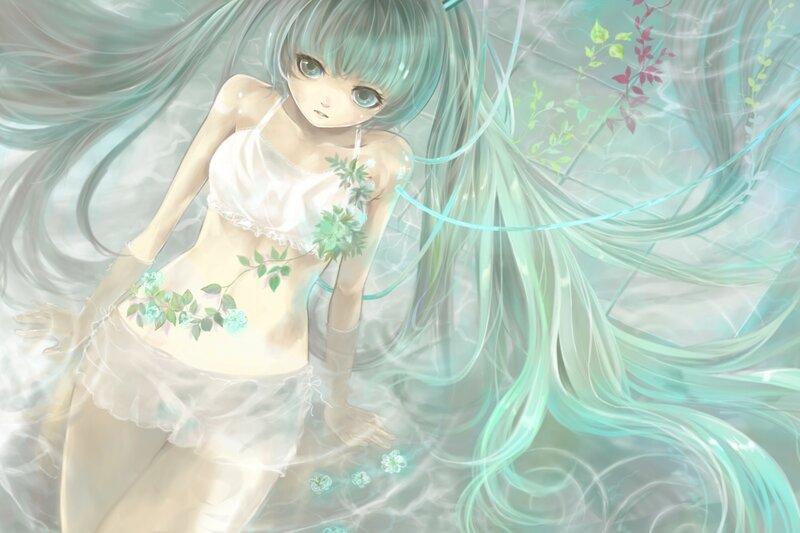 Anime Girl in Water — Cyan