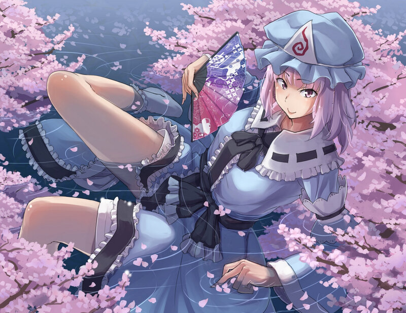 Anime Girl in Water — Pink, Serene, Spring