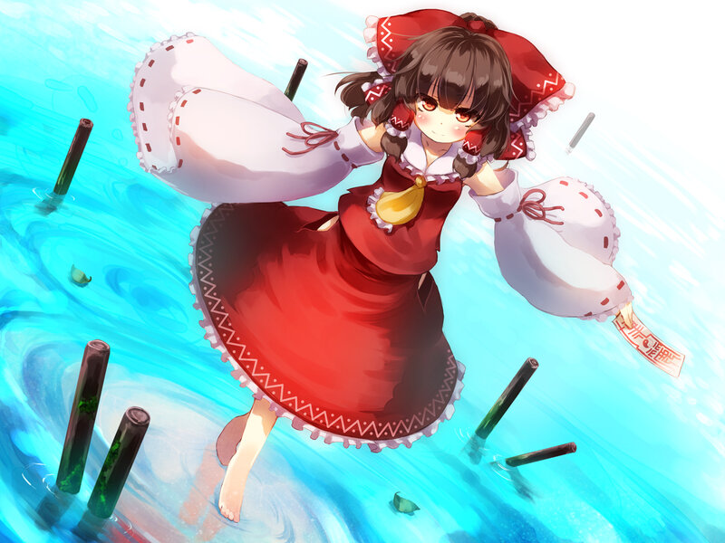 Anime Girl in Water — Red, Playful