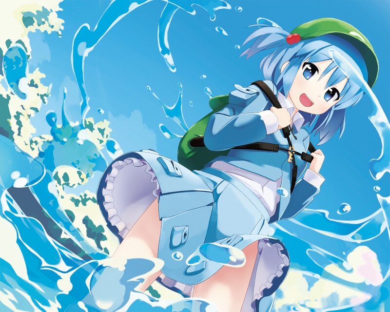 anime girl in water splashing