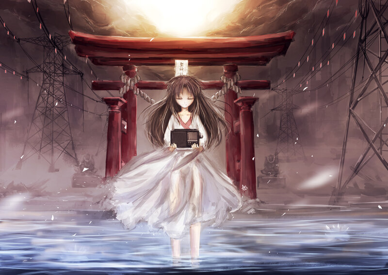 Anime Girl in Water — White, Dramatic