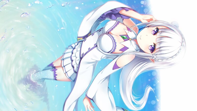 Anime Girl in Water — White, Serene, Bubbles