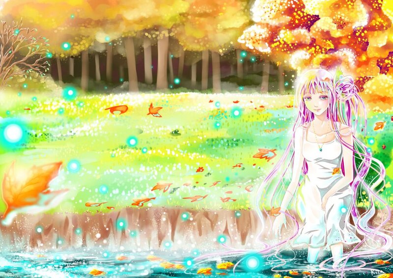 Anime Girl in Water — Yellow