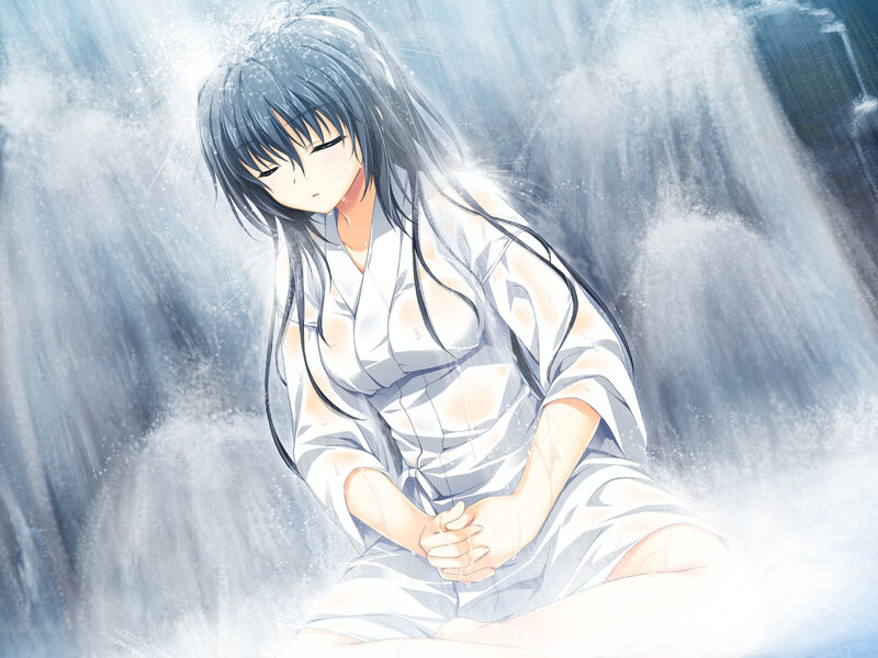 Anime Girl in Waterfall — Blue