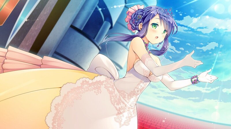 Anime Girl in Wedding Dress — Blue, Dramatic