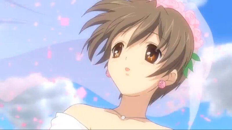 Anime Girl in Wedding Dress — Blue, Serene, Afternoon