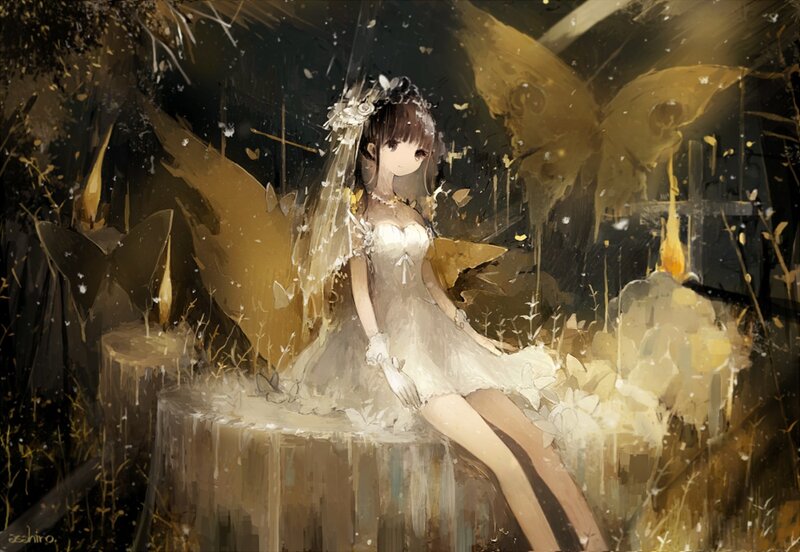 Anime Girl in Wedding Dress — Brown