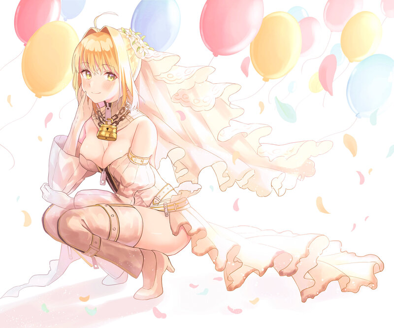 Anime Girl in Wedding Dress — Pink, Festive