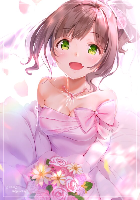 Anime Girl in Wedding Dress — Pink, Joyful