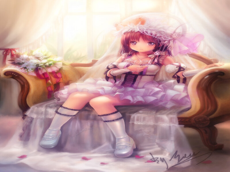 Anime Girl in Wedding Dress — Pink