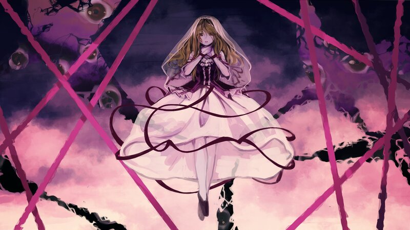 Anime Girl in Wedding Dress — Purple, Dramatic, Eerie