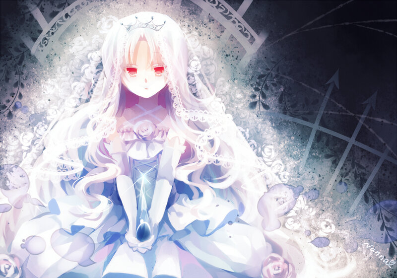 Anime Girl in Wedding Dress — White, Dramatic, Digital Art, Crown