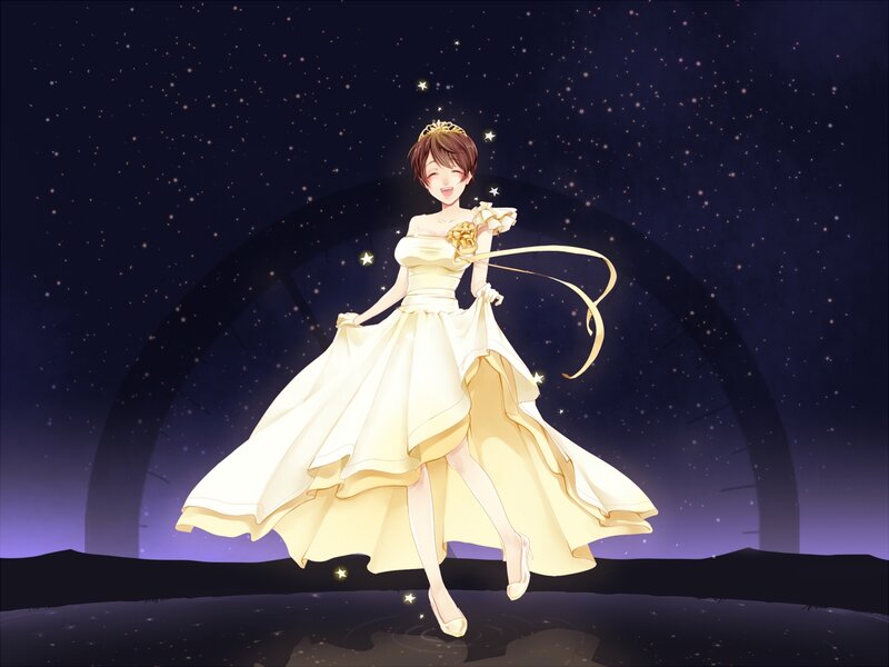 Anime Girl in Wedding Dress — White, Dreamy, Night