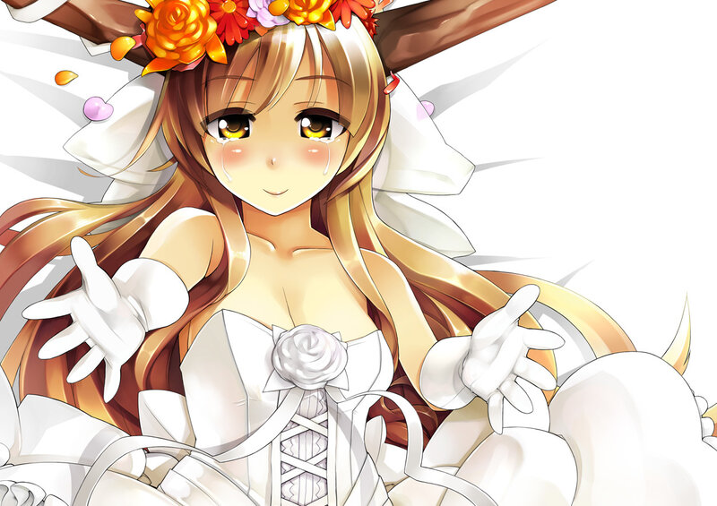 Anime Girl in Wedding Dress — White, Happy