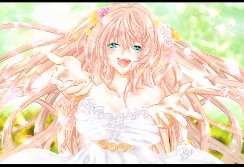 Anime Girl in Wedding Dress — White, Joyful, Spring