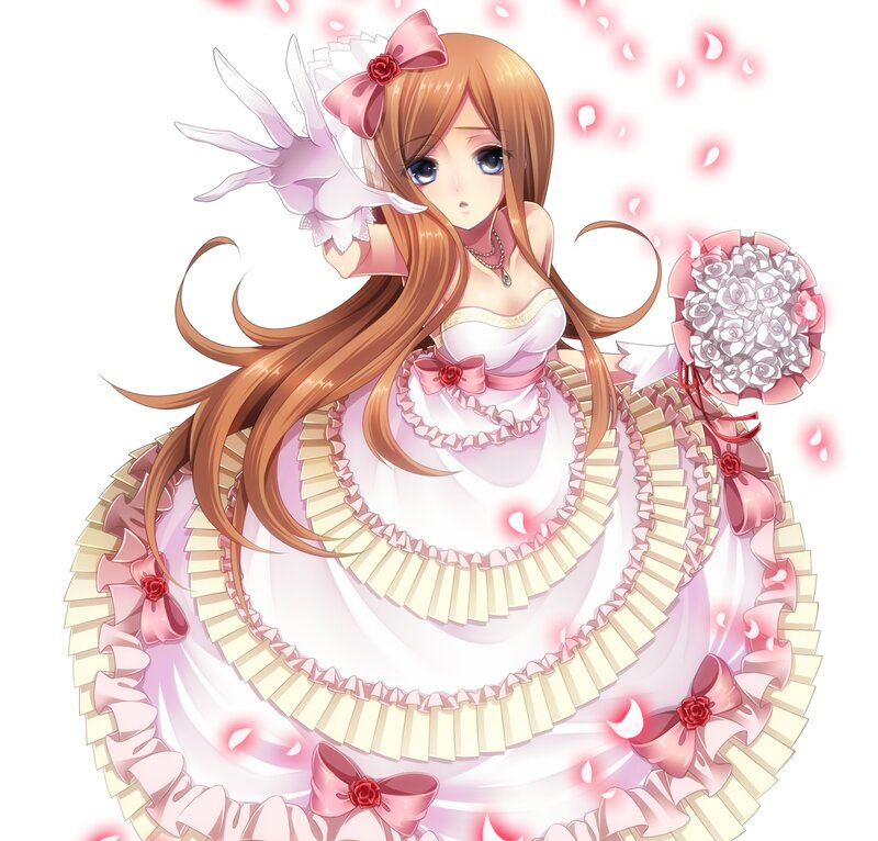 Anime Girl in Wedding Dress — White, Romantic, Digital Art