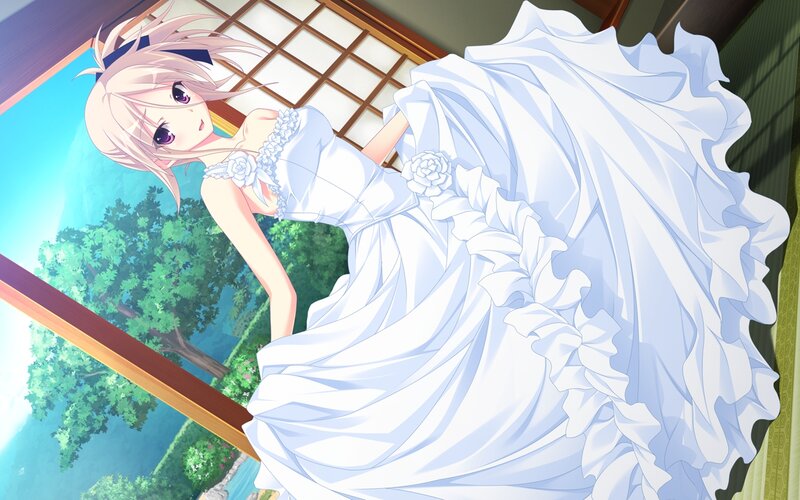 Anime Girl in Wedding Dress — White, Serene, Afternoon, Wedding Dress