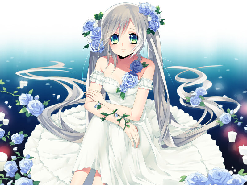 Anime Girl in Wedding Dress — White, Serene, Night