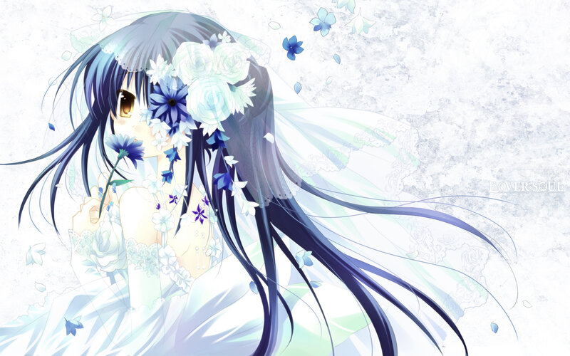 Anime Girl in Wedding Dress — White, Serene