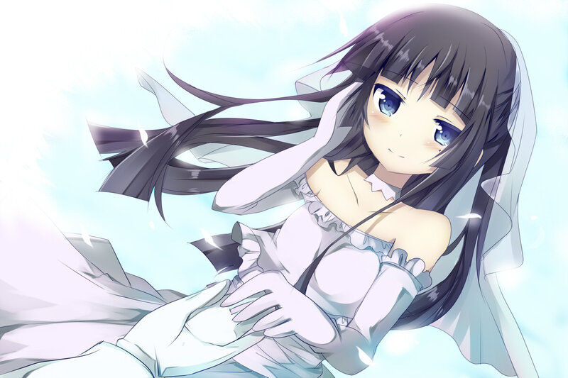 Anime Girl in Wedding Dress — White, Serene, Veil