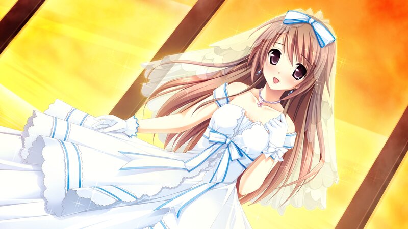 Anime Girl in Wedding Dress — Yellow, Dramatic