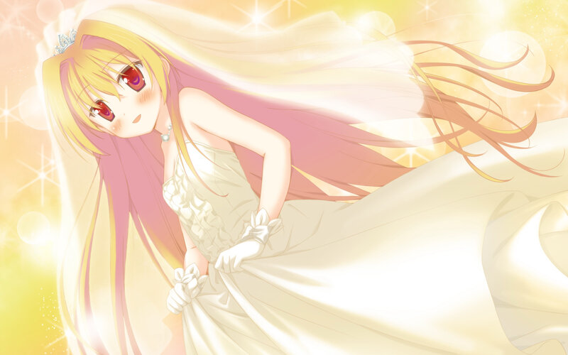 Anime Girl in Wedding Dress — Yellow, Glowing