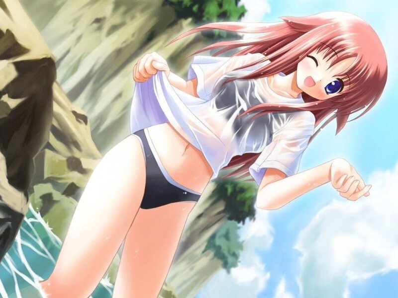 anime girl in wet clothes